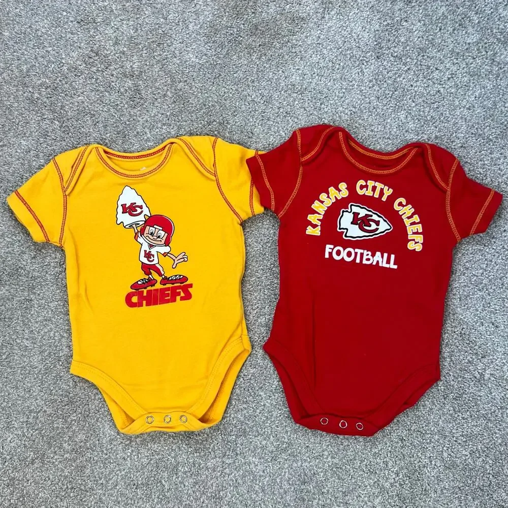Kansas City Chiefs Football NFL Team Apparel Baby One-Piece Bundle (3-6M)